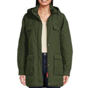 NEW HUNTER Belted Self Packable Quilted Jacket  Hunter Green for women 1225 6m8